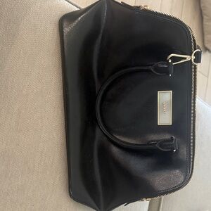 DKNY Black Satchel with Gold Accents